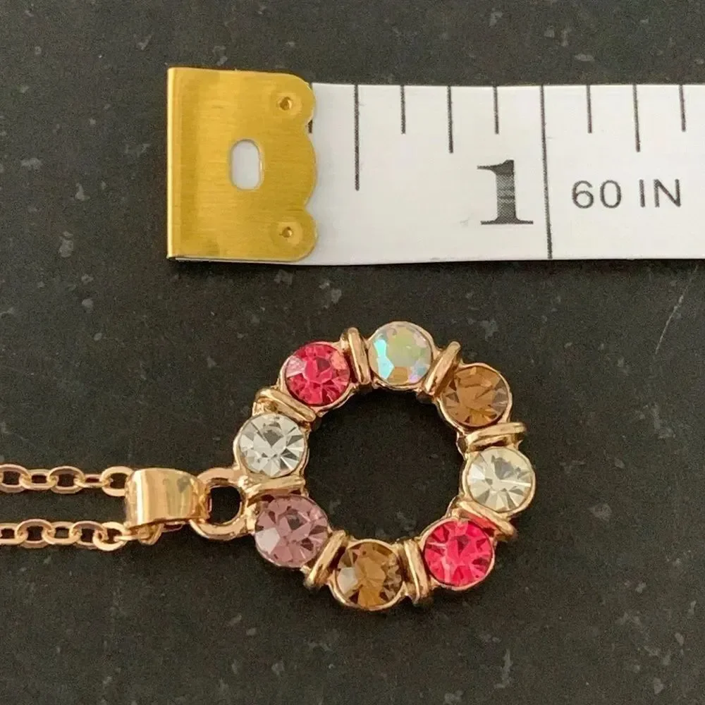 Jubilee Jeweled Multicolor Crystal Necklace – Gold Tone Circle Pendant